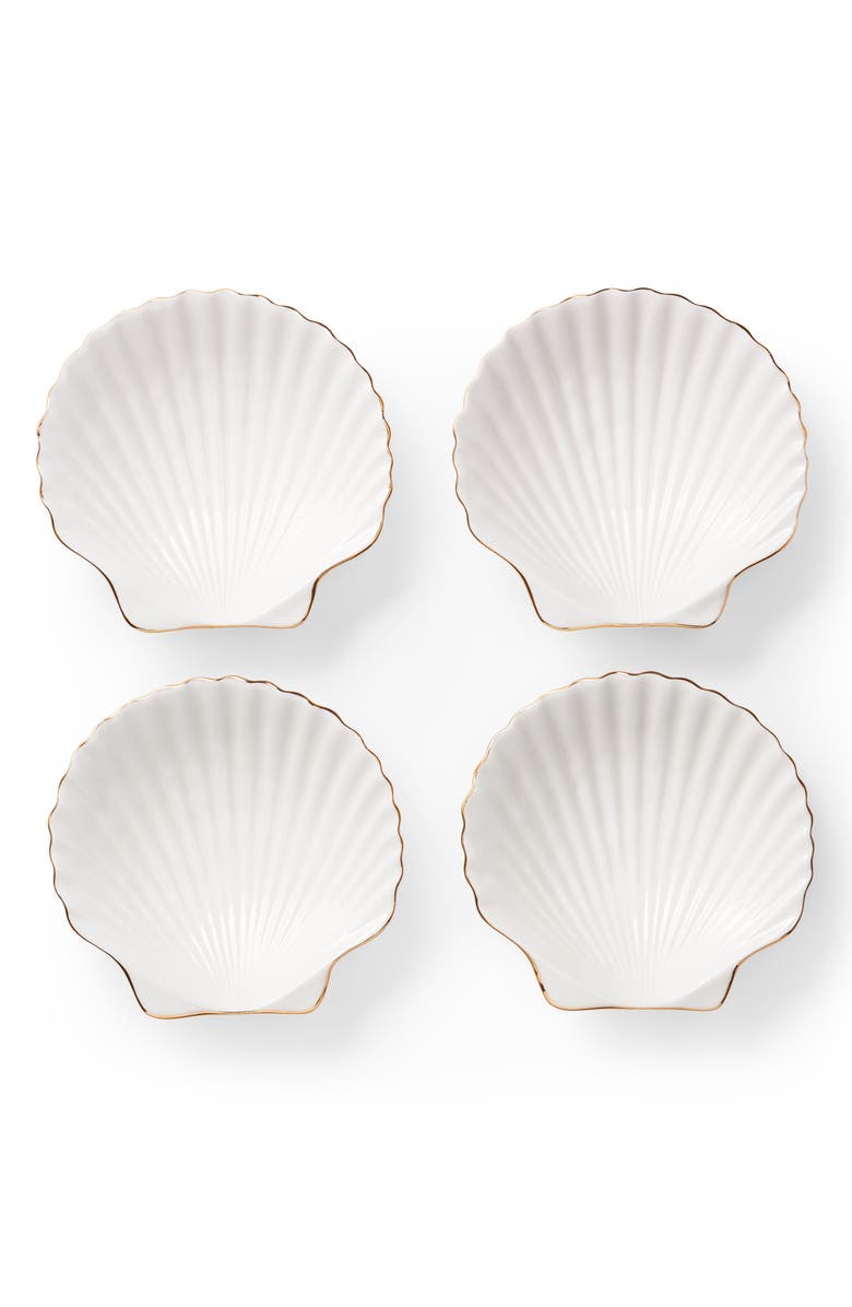 Aerin Set of 4 Shell Appetizer Plates, Alternate, color, White