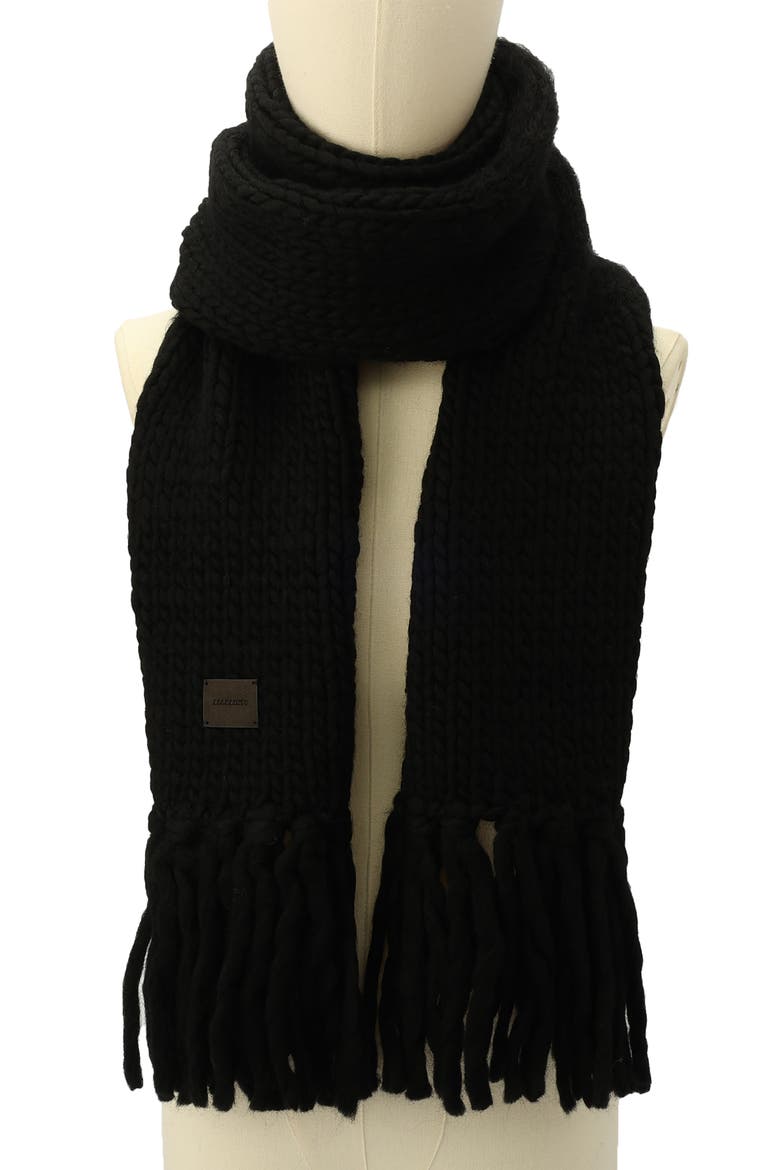Mix Yarn Handk-Knit Scarf, Alternate, color, BLACK