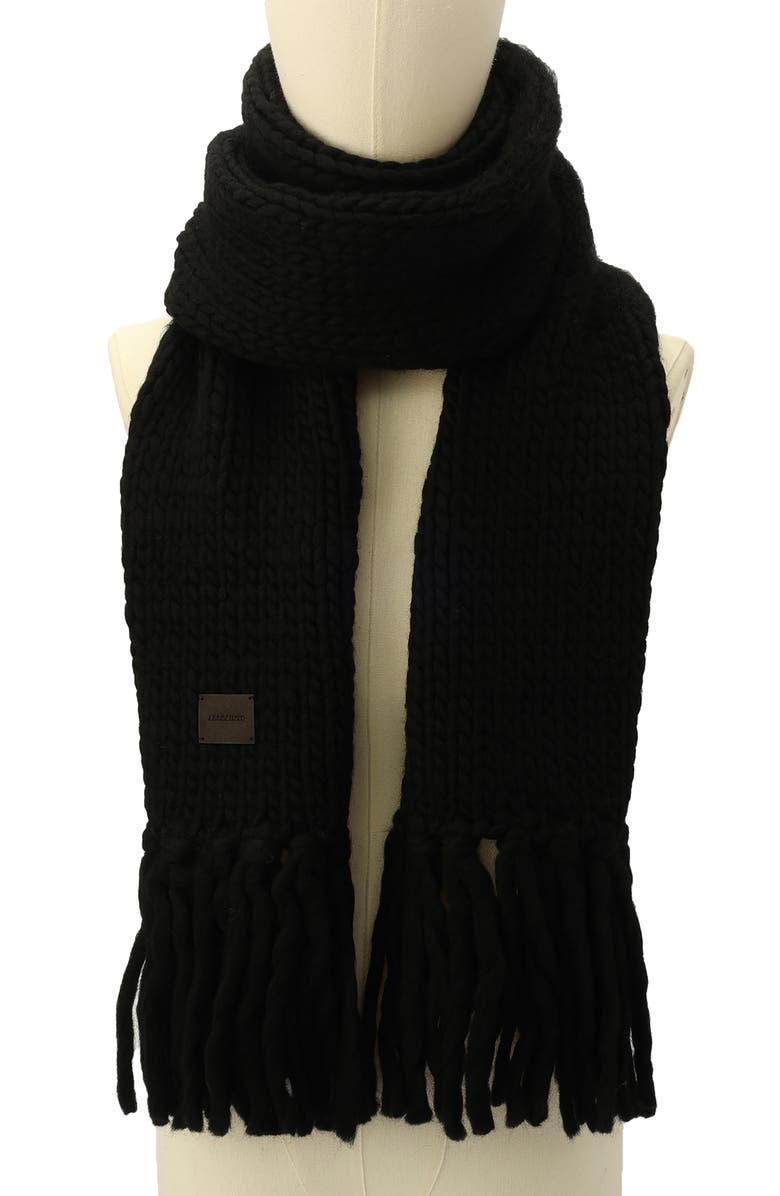 AllSaints Mix Yarn Handk-Knit Scarf, Alternate, color, Black