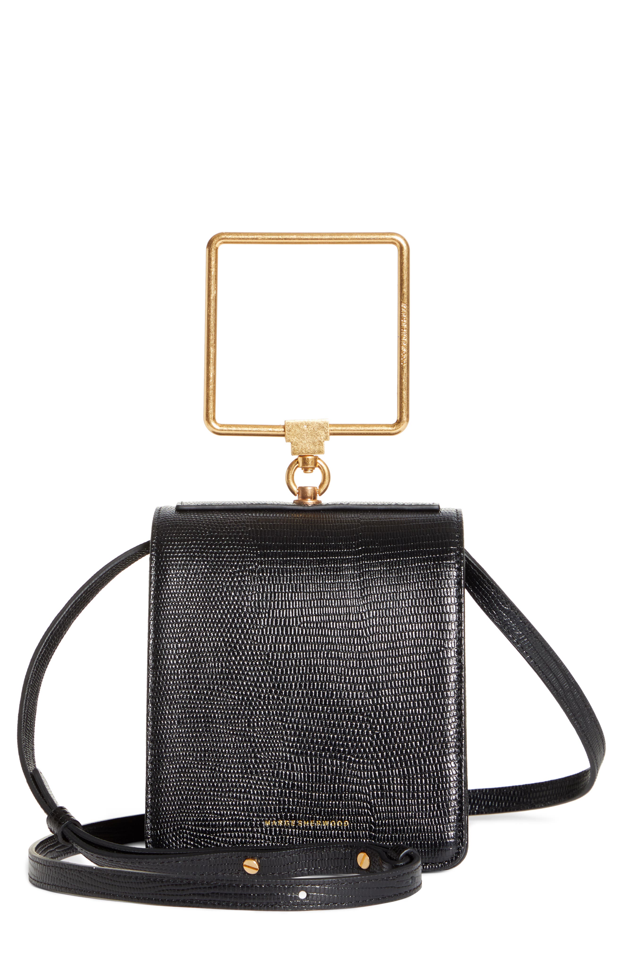 Marge Sherwood Pump Lizard Embossed Leather Top Handle Bag, Main, color, 