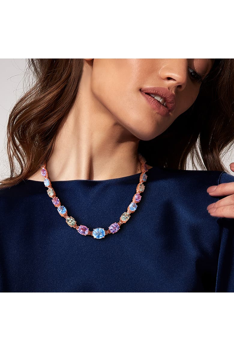Gemstone Link Necklace Rose-Plated Silver, Alternate, color, Rose-Plated Silver
