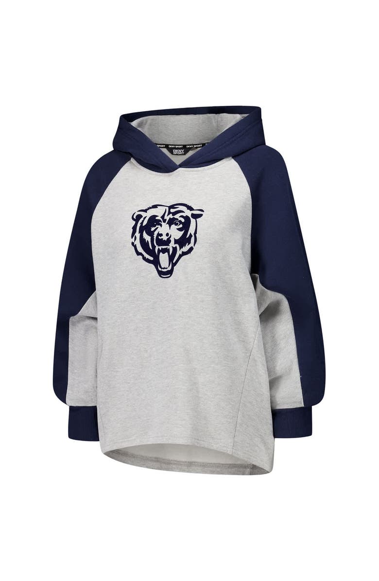 DKNY SPORT Women's DKNY Sport Gray/Navy Chicago Bears Joy Cropped Raglan Pullover Hoodie, Alternate, color, Gray
