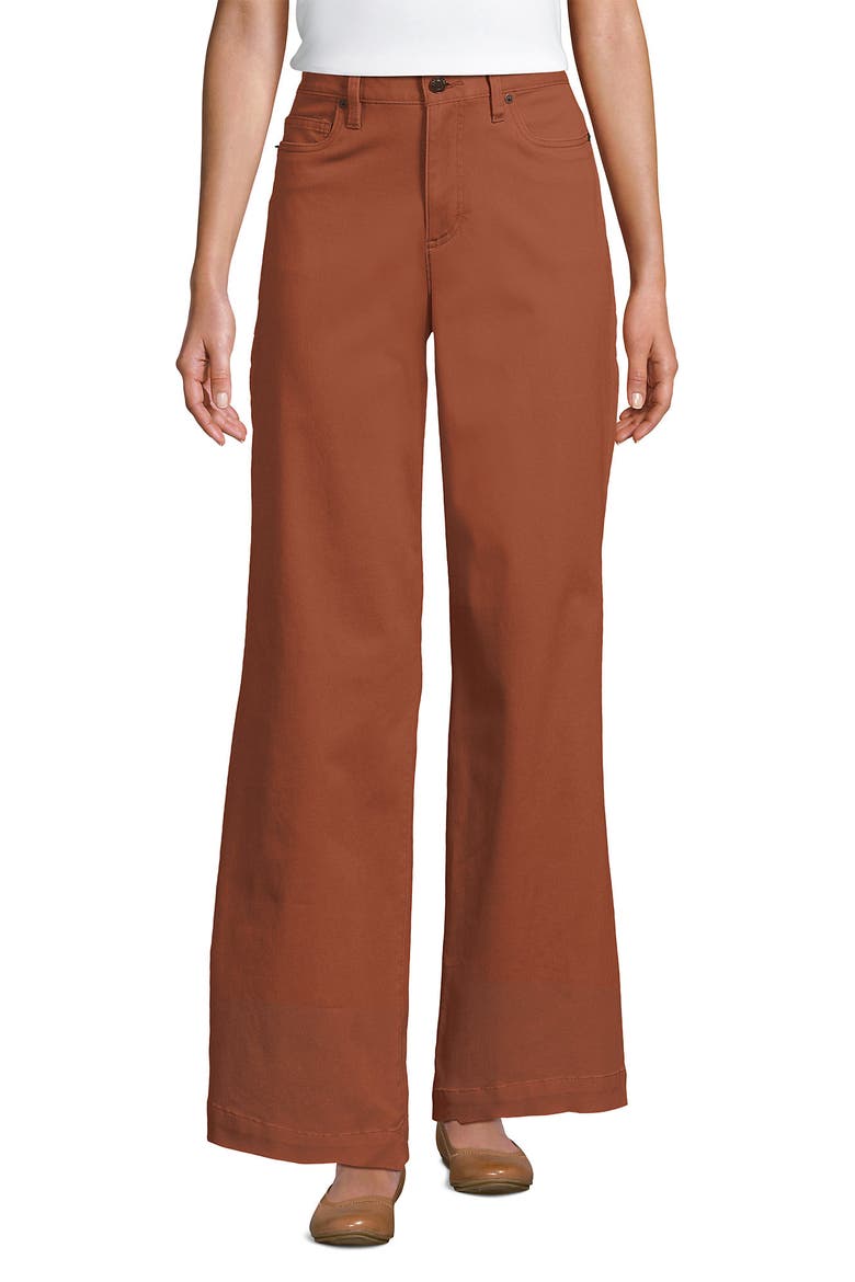 High Rise 5 Pocket Wide Leg Chino Pants, Alternate, color, Rich Ginger Brown