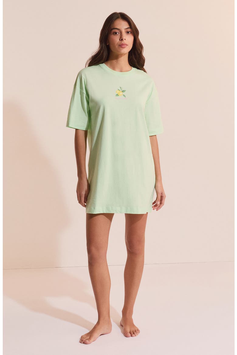Club Soleil Lemon Graphic Cotton Sleep Shirt, Alternate, color, NILE BLUE