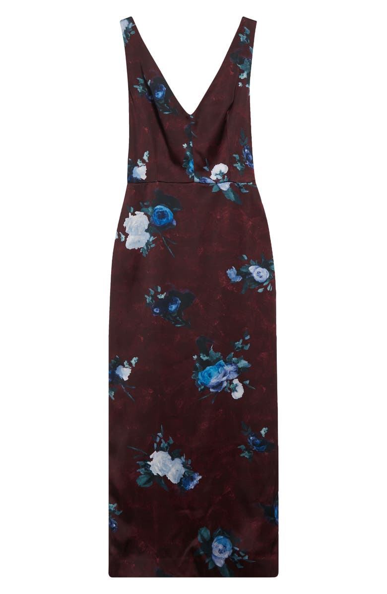 Erdem Abstract Rose Print Sleeveless Crepe Cocktail Dress, Alternate, color, Abstract Rose Mulberry Red