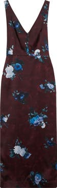 Erdem Abstract Rose Print Sleeveless Crepe Cocktail Dress