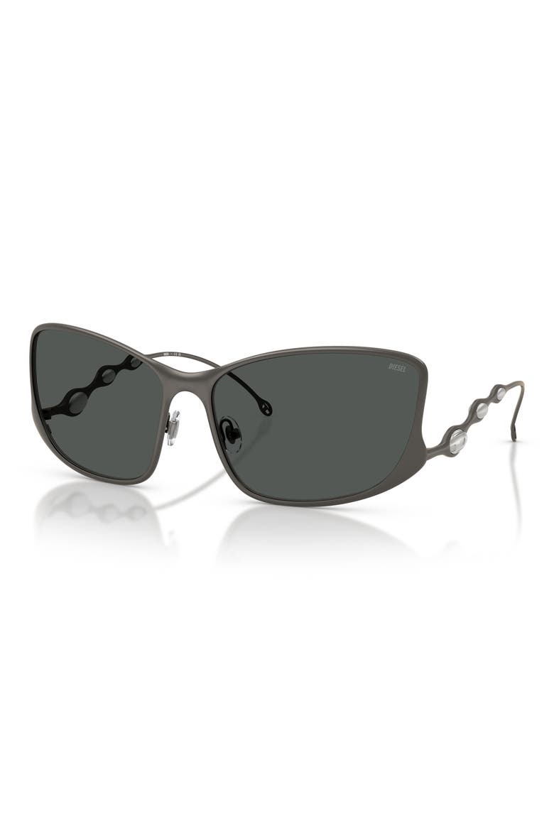 65mm Pillow Sunglasses, Alternate, color, MATTE GUN METAL / DARK GREY