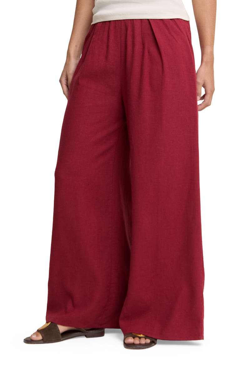 Jerrow Linen Blend Wide Leg Pants, Main, color, RED
