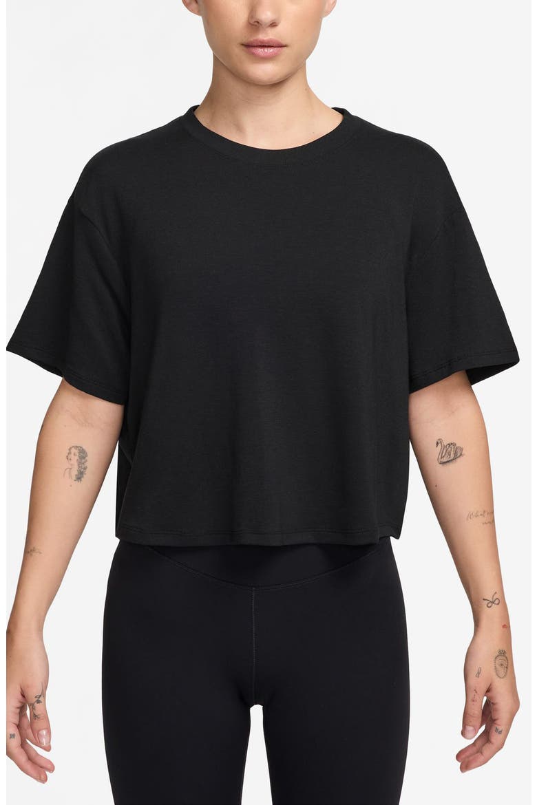 One Relaxed Dri-FIT Crop Top, Main, color, 010 010 BLACK/CLEAR