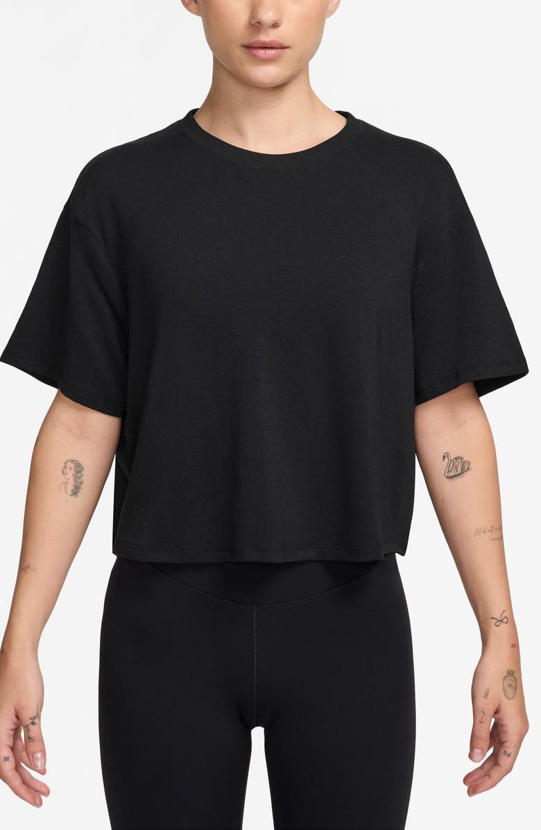Nike One Relaxed Dri-FIT Crop Top, Main, color, 010 010 Black/Clear