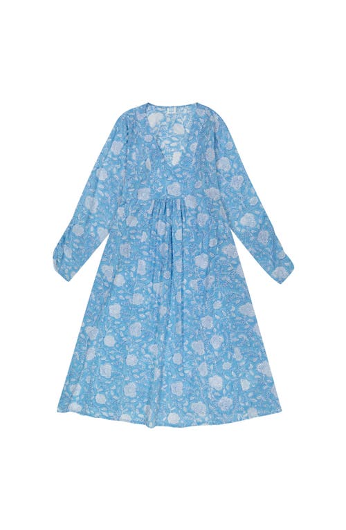 Mer St. Barth "le Reve" St Barth Caftan Blue Floral In Blue