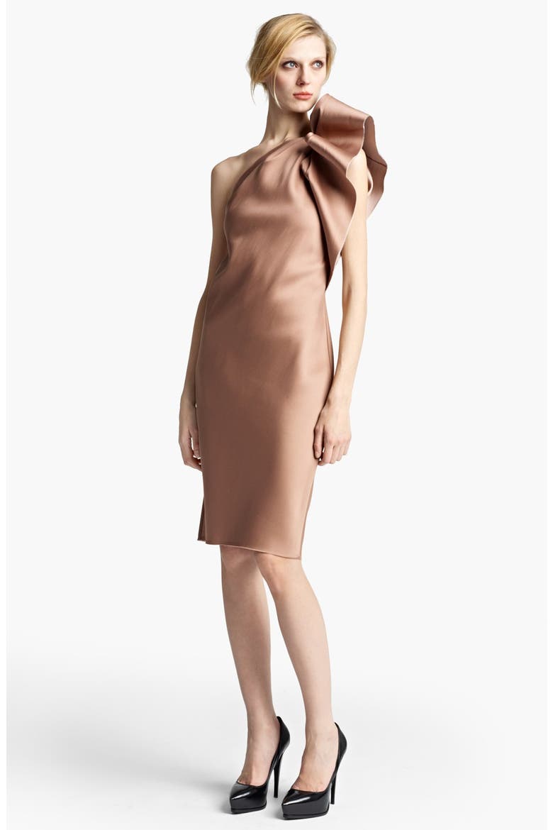 Washed Duchesse Satin Cocktail Dress, Main, color, BEIGE