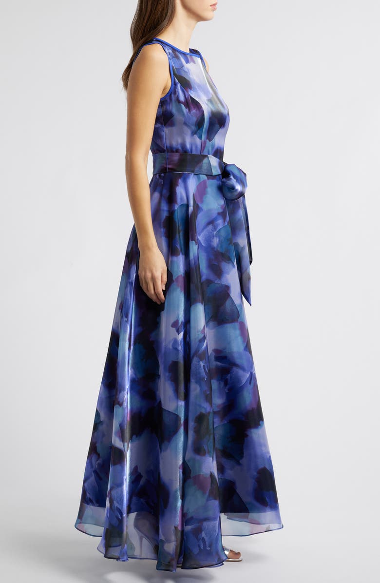 Eliza J Abstract Print Sleeveless A-Line Gown, Alternate, color,