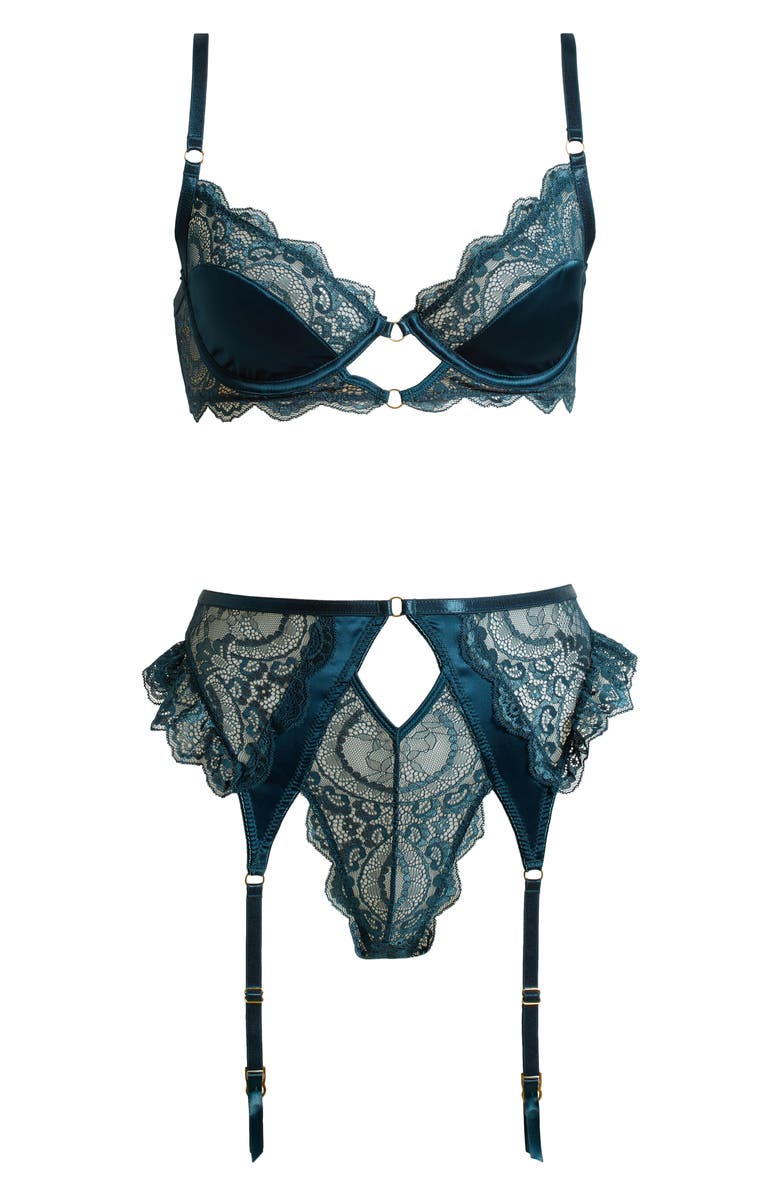 Oh La La Cheri Diana Underwire Demi Bra & High Waist G-String Set, Alternate, color,