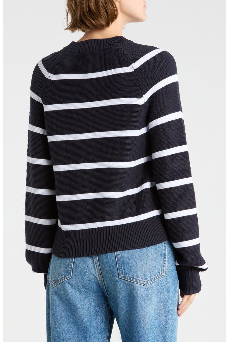 Mozart Stripe Balloon Sleeve Sweater, Alternate, color, NAVY/ WHITE