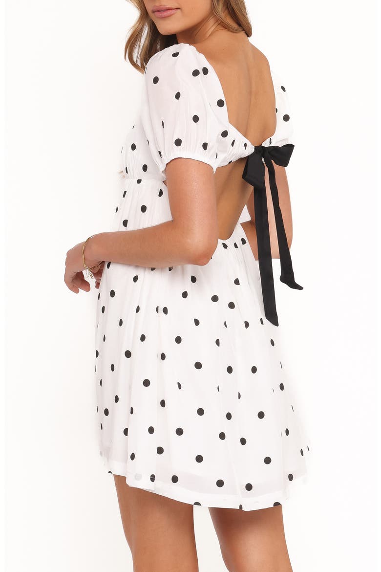 Mona Polka Dot Babydoll Minidress, Alternate, color, BLACK POLKA