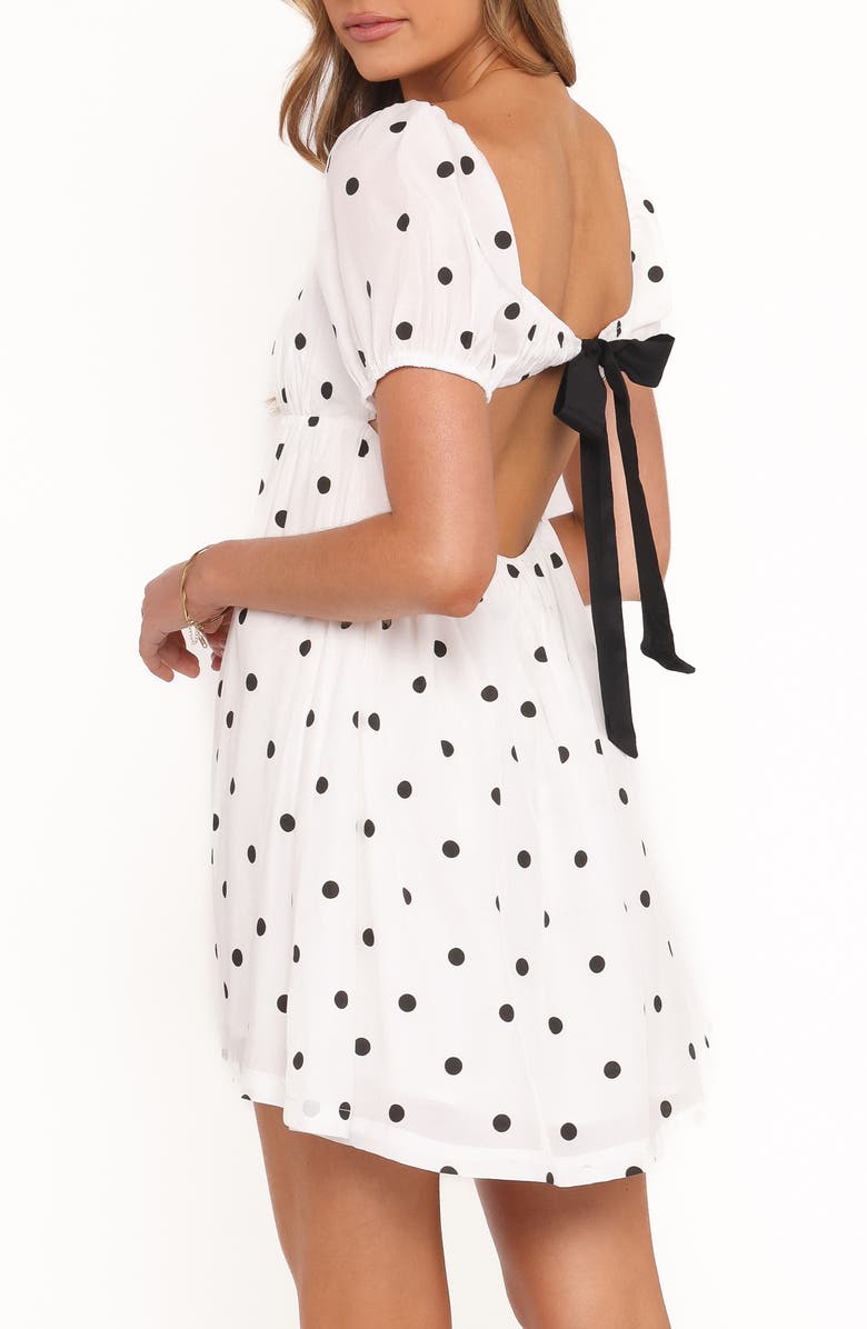 Petal & Pup Mona Polka Dot Babydoll Minidress, Alternate, color, Black Polka