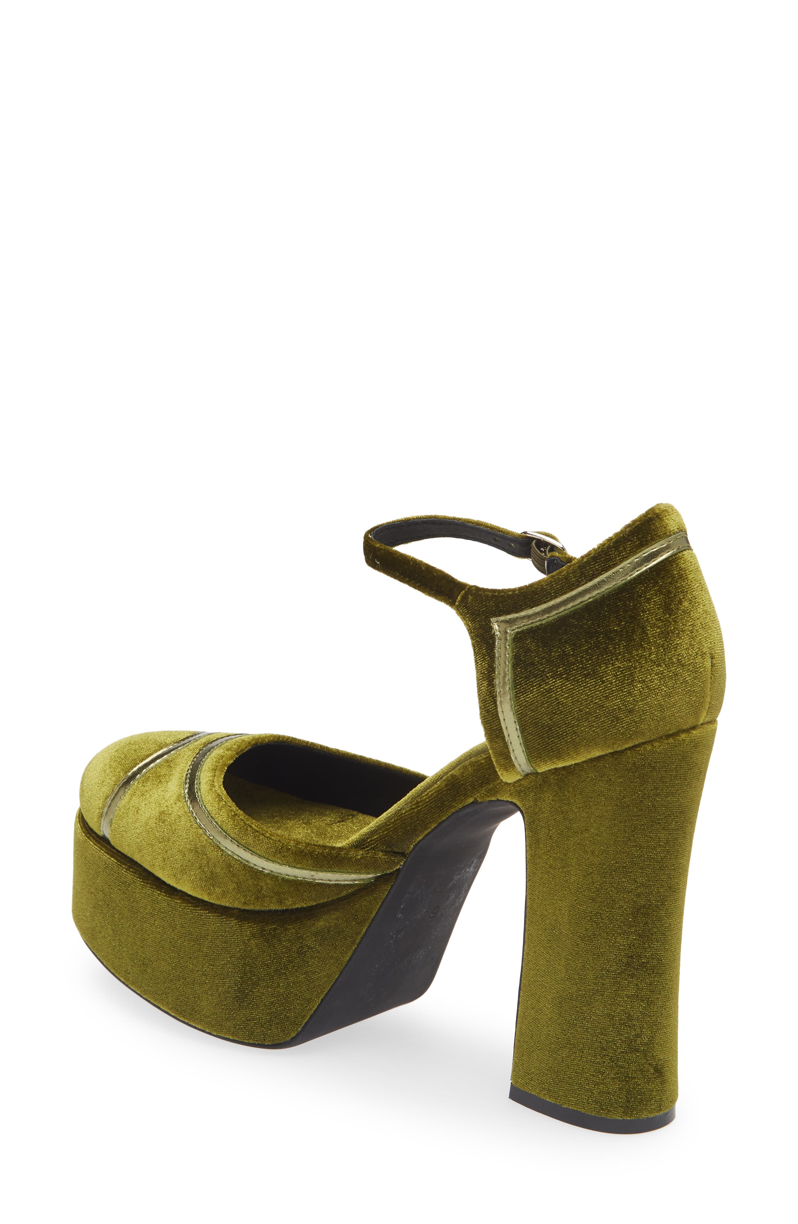 Low Down Platform Pump, Alternate, color, GREEN VELVET COMBO
