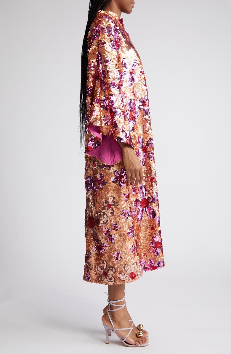 La Vie Style House Retro Floral Sequin Caftan, Alternate, color,