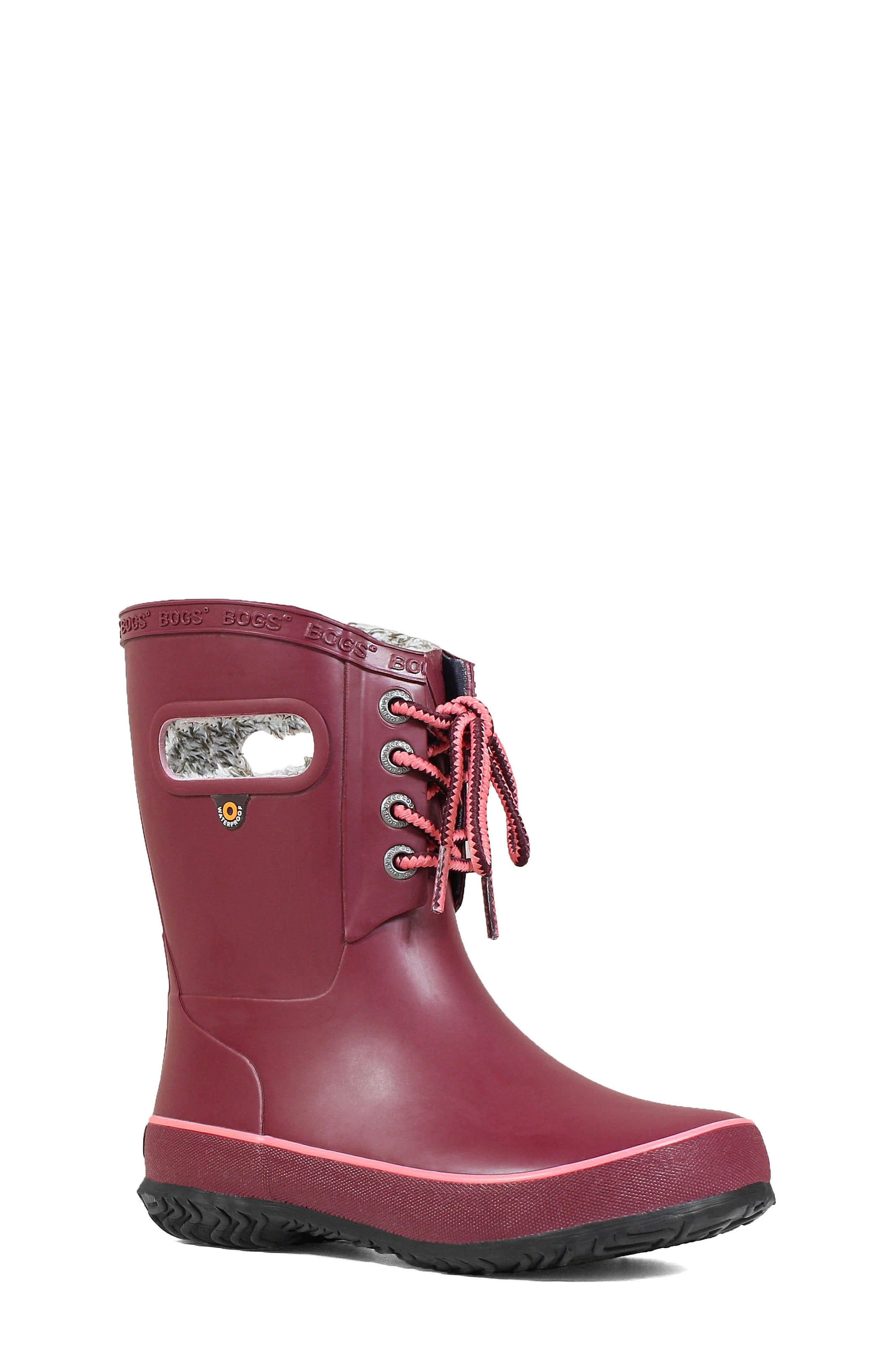 Amanda Insulated Faux Fur Waterproof Boot, Main, color, BURGUNDY