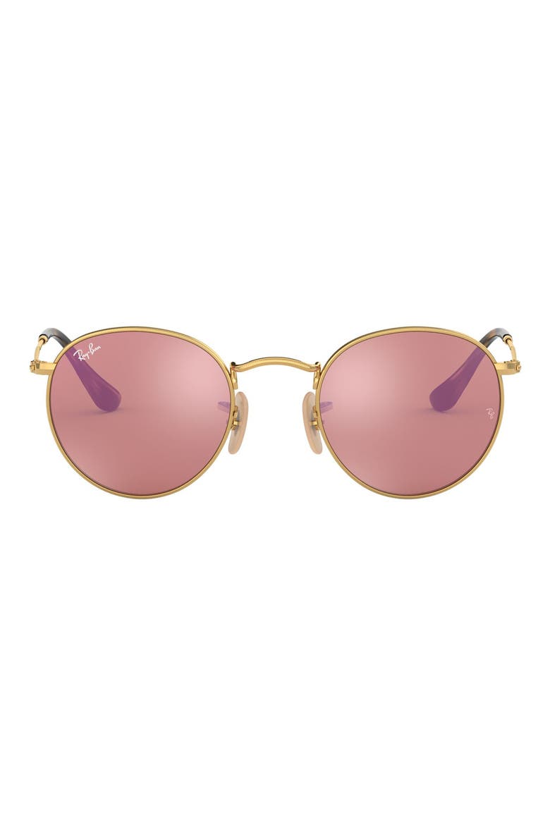 Icons 50mm Round Sunglasses, Alternate, color, GOLD/ PINK