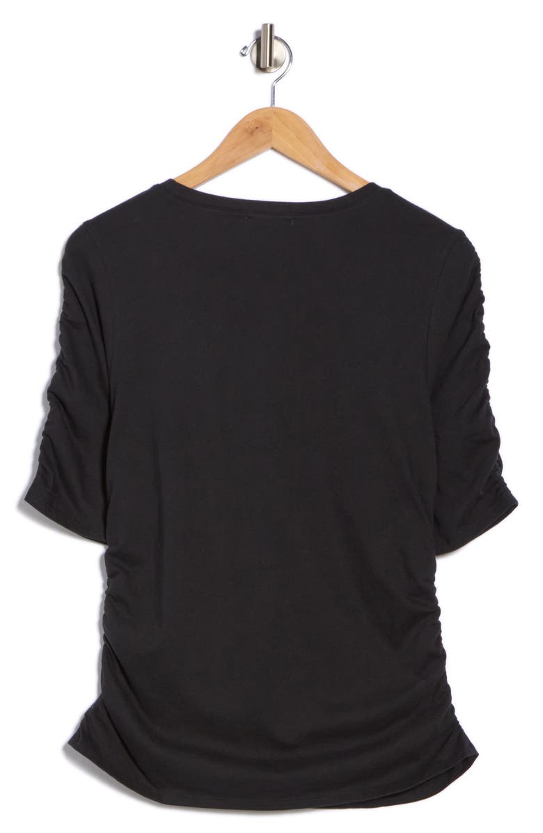 rag & bone Juliet Shirred Sleeve Top, Alternate, color, Black