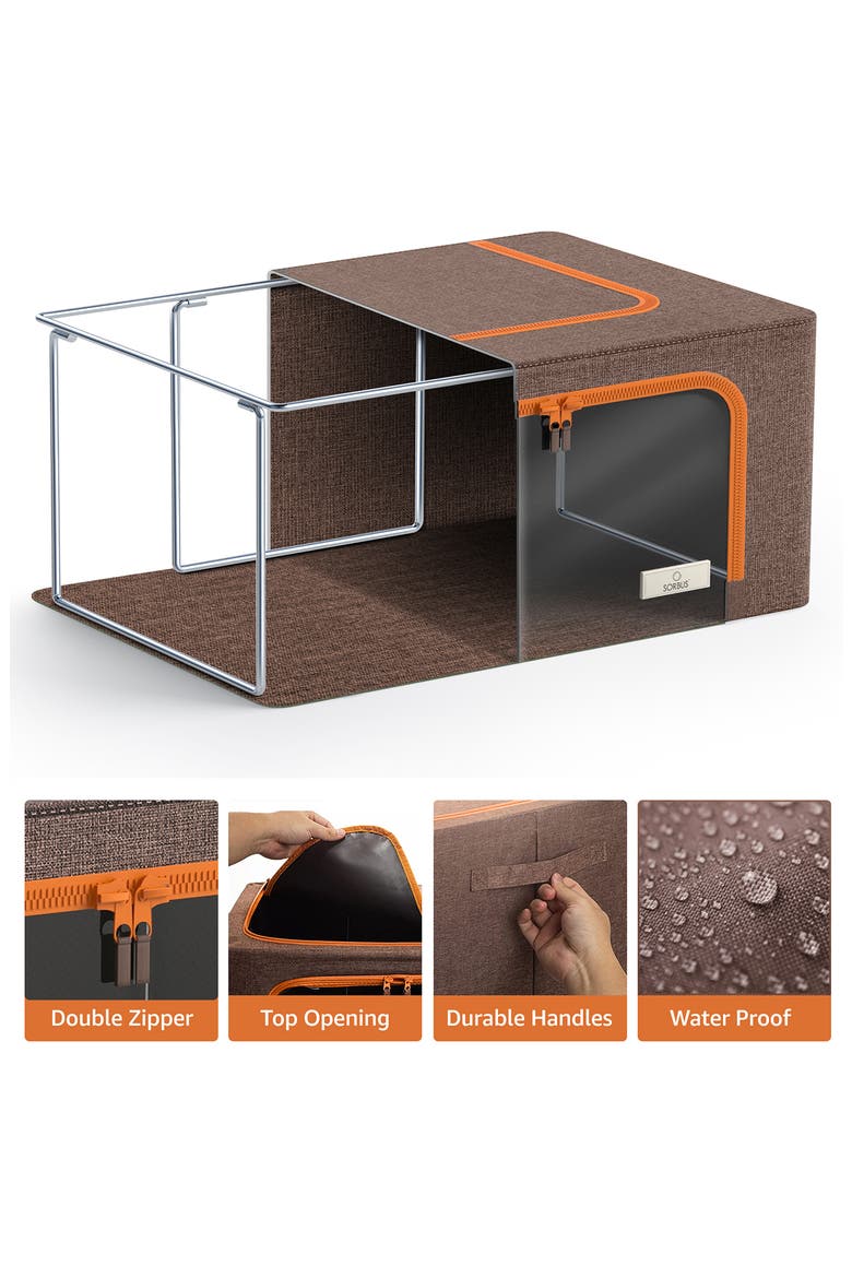 4-Pack Foldable Storage Boxes, Alternate, color, BROWN