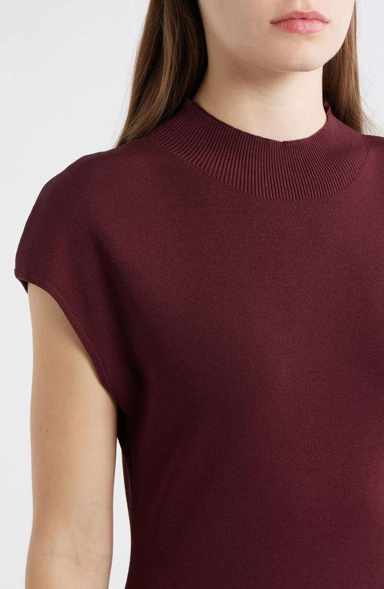 ZOE AND CLAIRE Mock Neck Short Sleeve Sweater Dress, Alternate, color, Burgundy