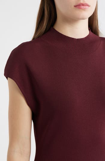 Mock Neck Short Sleeve Sweater Dress