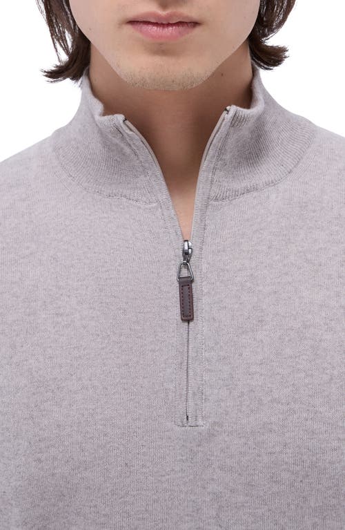 Bugatchi Quarter Zip Cotton & Cashmere Pullover In Stone