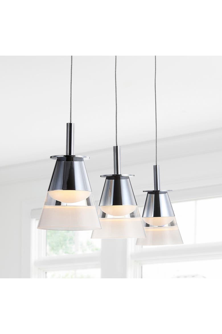 Alain 3-Light Adjustable Cascading Metal Integrated Linear LED Pendant, Alternate, color, Chrome/Clear