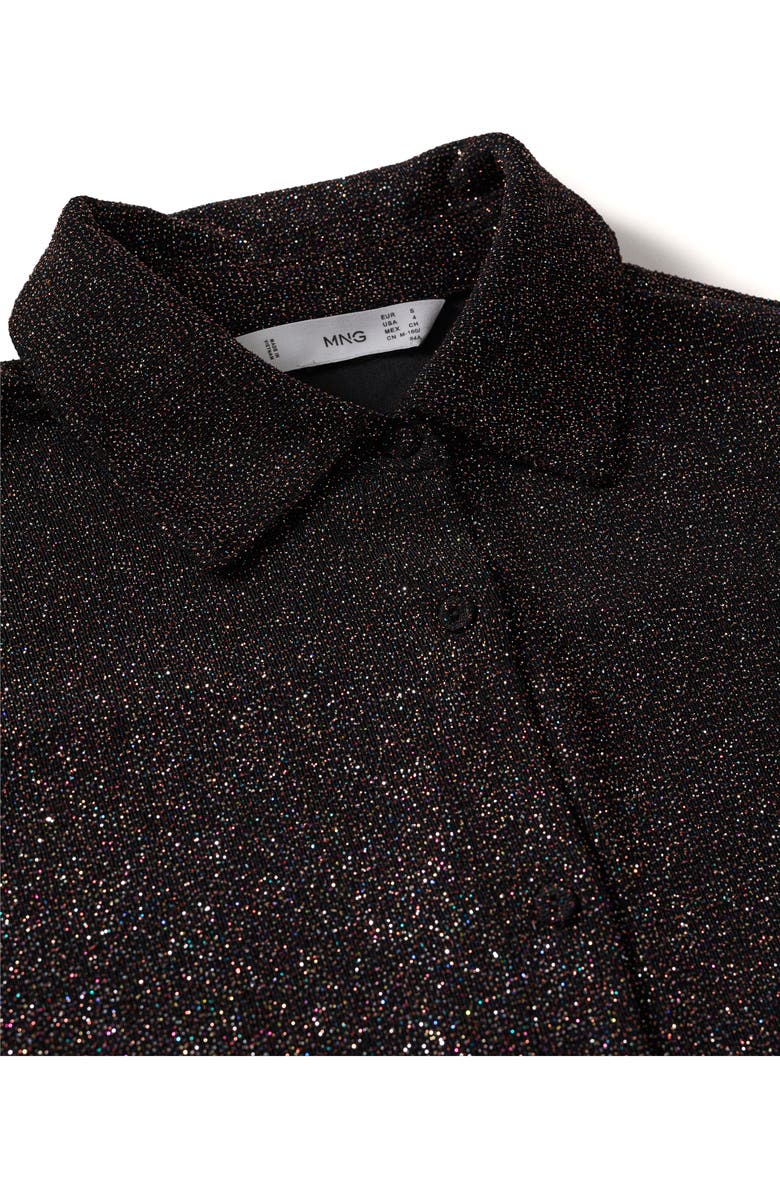 MANGO Metallic Long Sleeve Button-Up Blouse, Alternate, color,