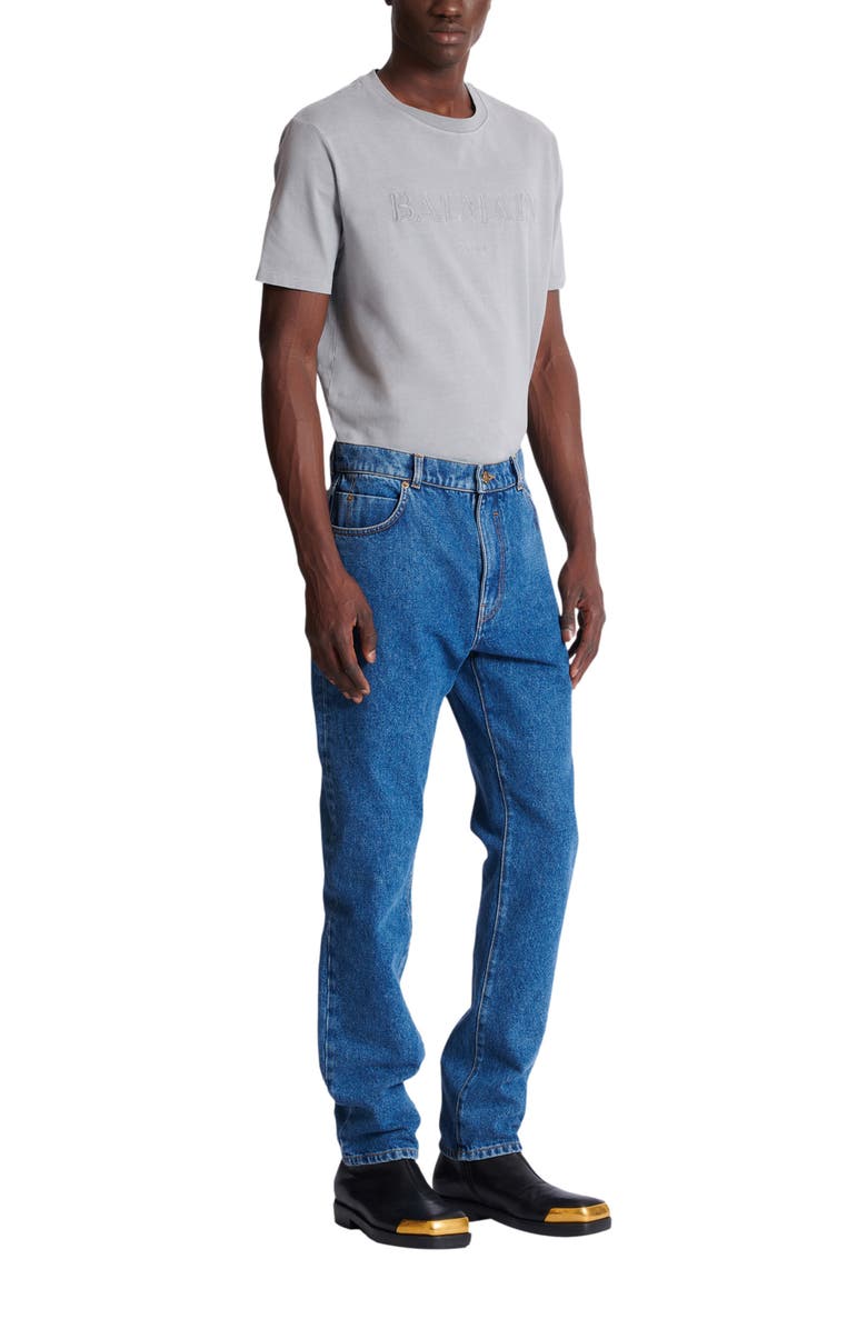Balmain Blue denim straight-cut jeans, Alternate, color, Blue