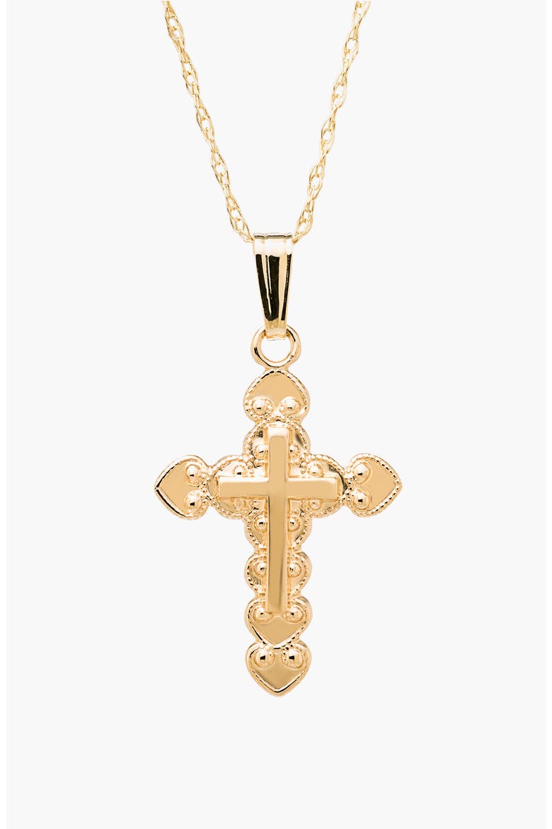 14k Gold Cross Necklace, Alternate, color, GOLD