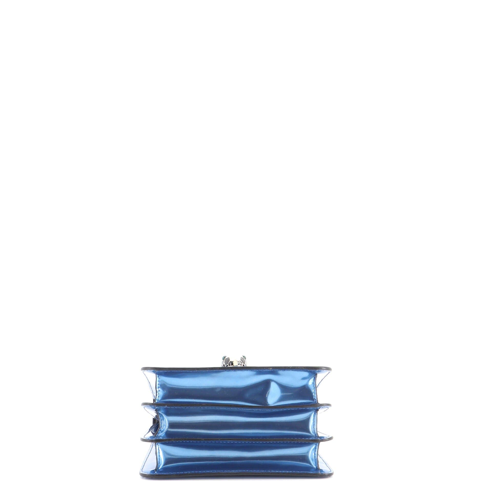 Serpenti Forever Top Handle Bag Patent Small, Alternate, color, Metallic Silver