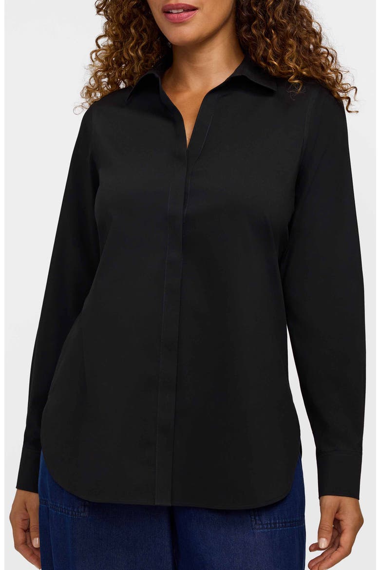 Kylie Non-Iron Cotton Button-Up Shirt, Main, color, BLACK