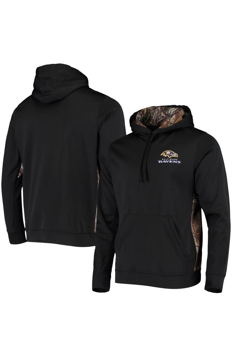 DUNBROOKE Men's Dunbrooke Black/Realtree Camo Baltimore Ravens Logo Ranger Pullover Hoodie, Main, color,