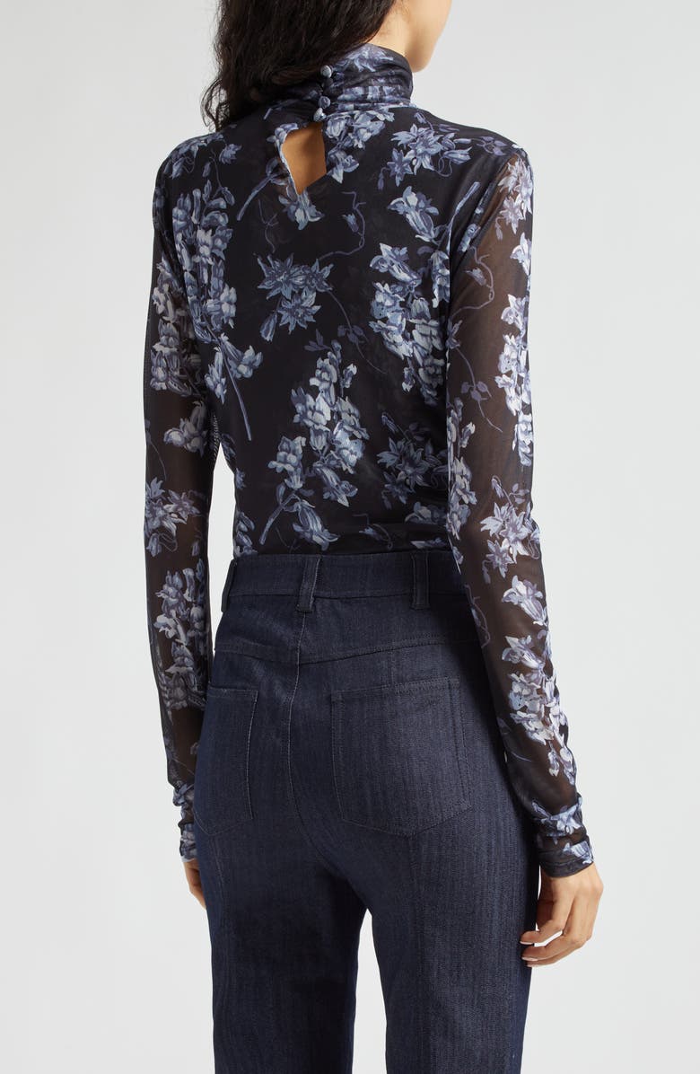 Cinq à Sept Coastal Floral Long Sleeve Mesh Top, Alternate, color, 
