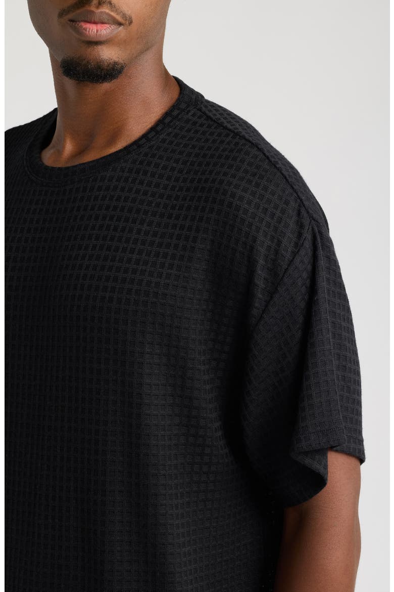 Jenaro Waffle Knit T-Shirt, Alternate, color, BLACK