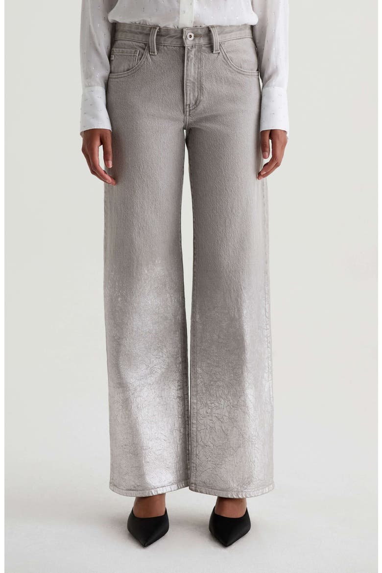 Adria Embellished Low Rise Baggy Wide Leg Jeans, Main, color, SILVER MYST