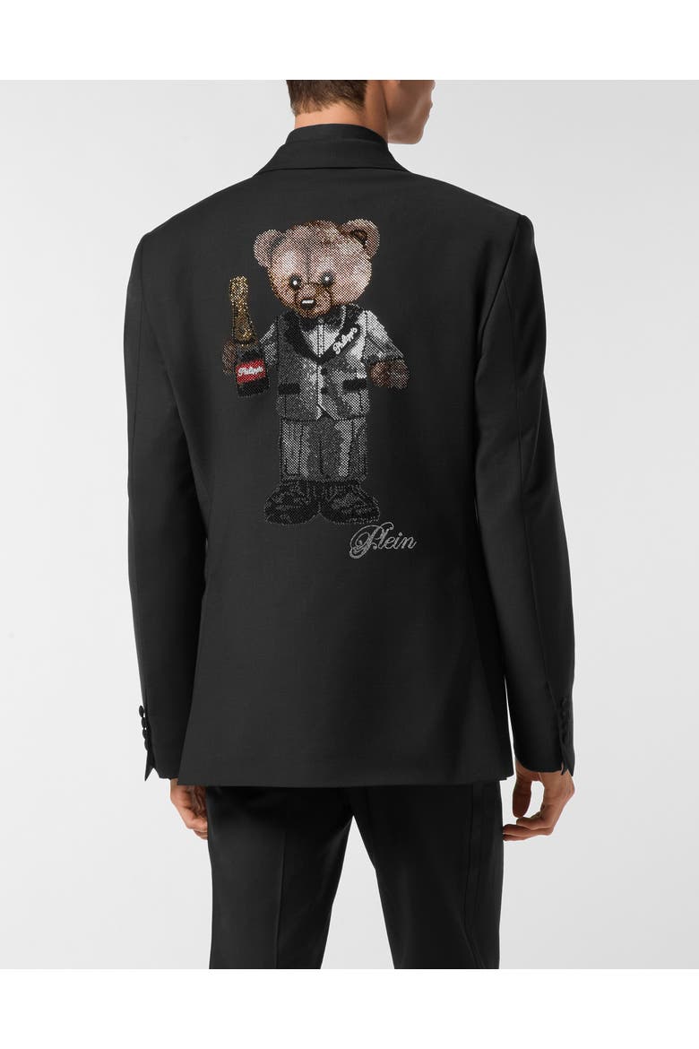 One-Button Blazer Slim Fit Teddy Men, Alternate, color, black