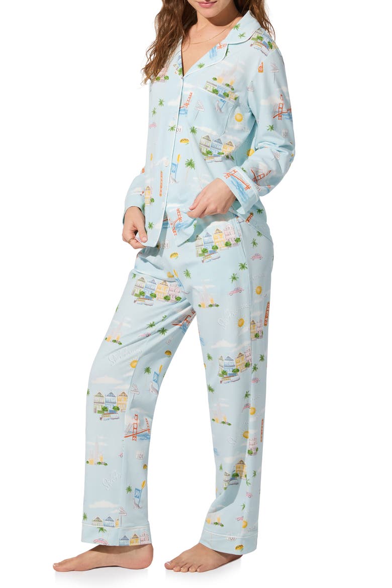 Print Jersey Pajamas, Alternate, color, CITY BY THE BAY