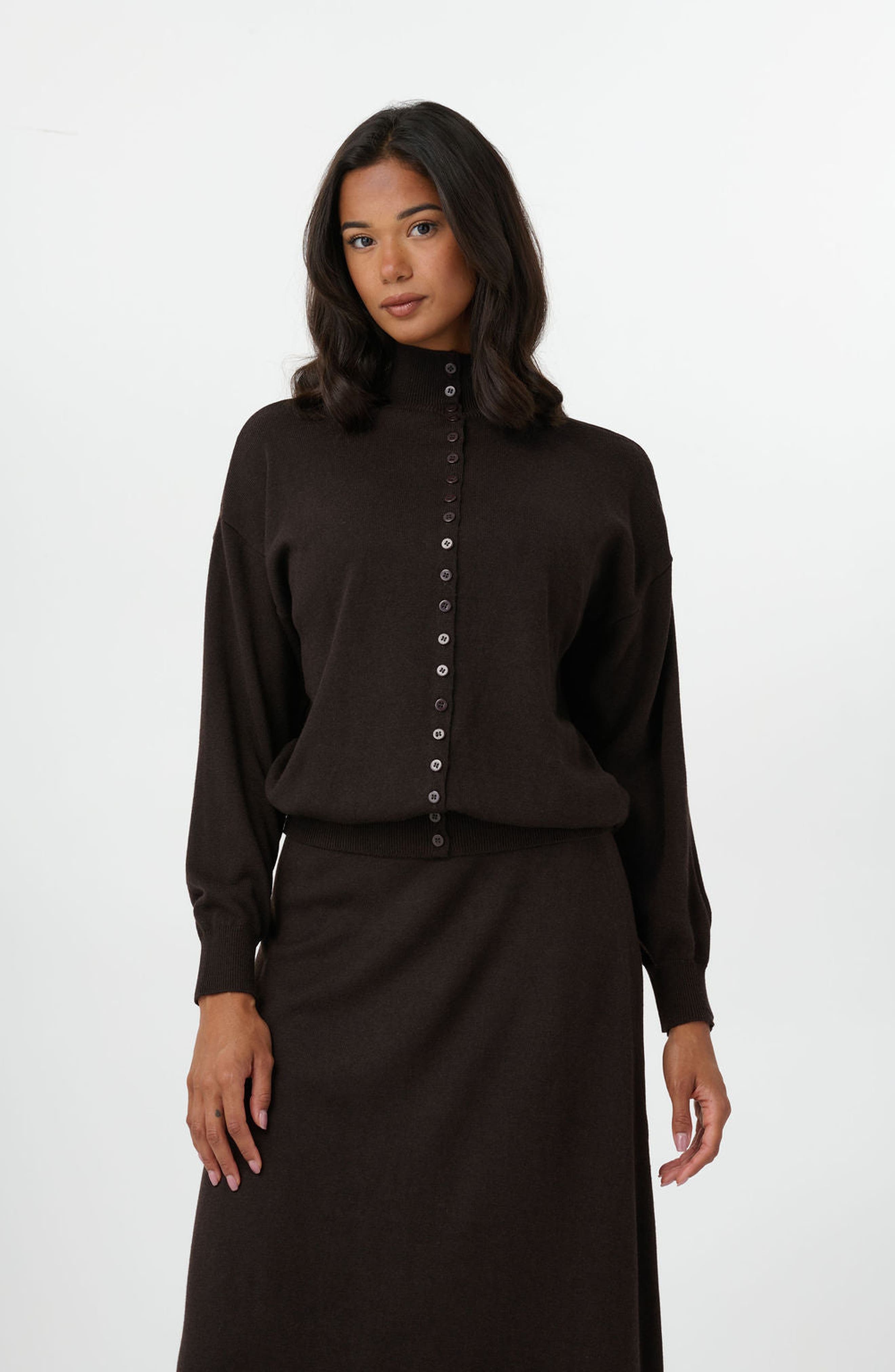 By Tess Collection Camille Relaxed Funnel Neck Knit Cardigan (Women ...