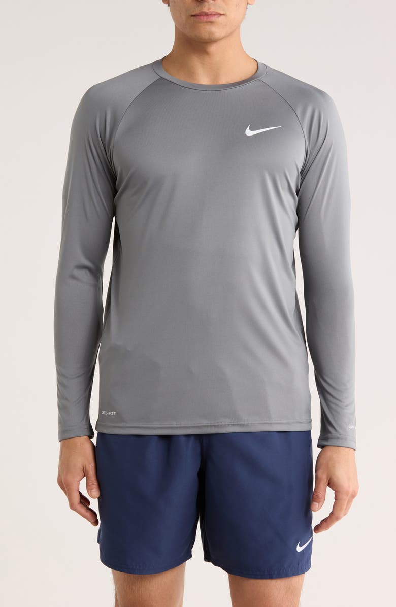 Nike Long Sleeve Hydroguard Swim Shirt, Main, color, Cool Grey