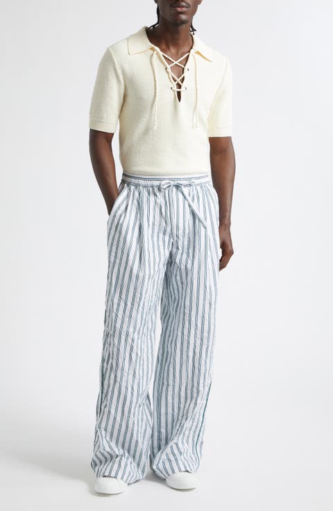 Serafino Lace-Up Cotton Blend Polo Sweater