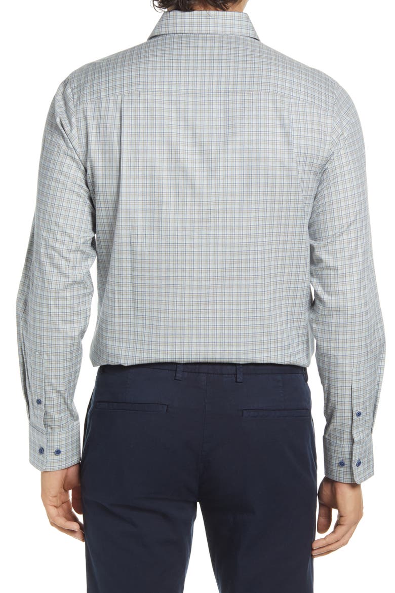 Trim Fit Check Dress Shirt, Alternate, color, BLUE