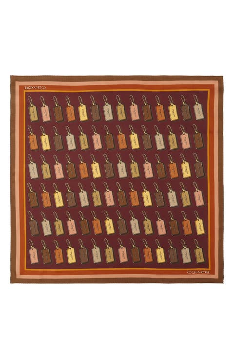 Hangtag Print Silk Square Scarf