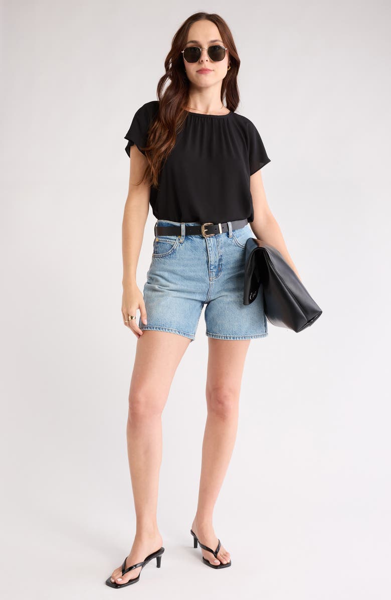 NORDSTROM RACK Gathered Neck Top, Alternate, color, Black