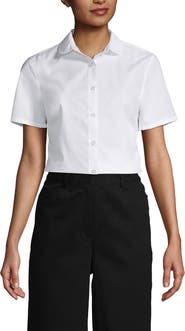 Lands' End School Uniform Short Sleeve Peter Pan Collar Broadcloth Shirt