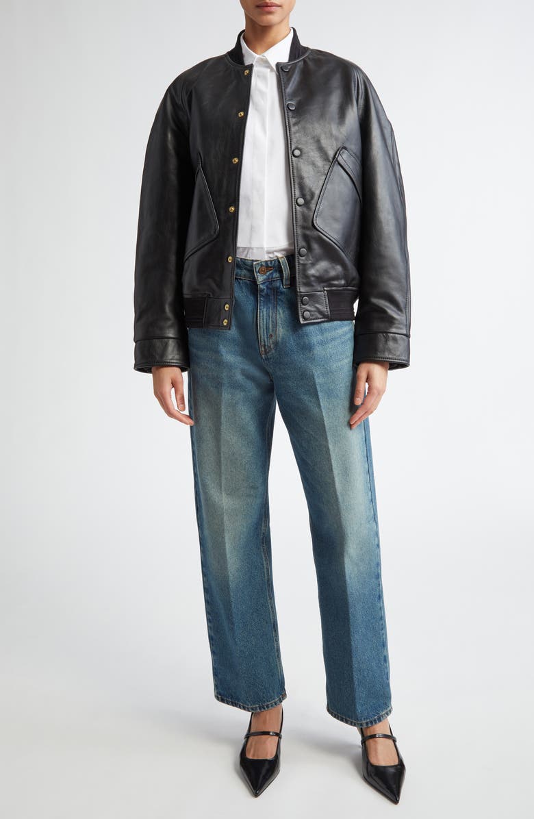 Victoria Beckham Cap Sleeve Organic Cotton Poplin Button-Up Shirt, Alternate, color, 